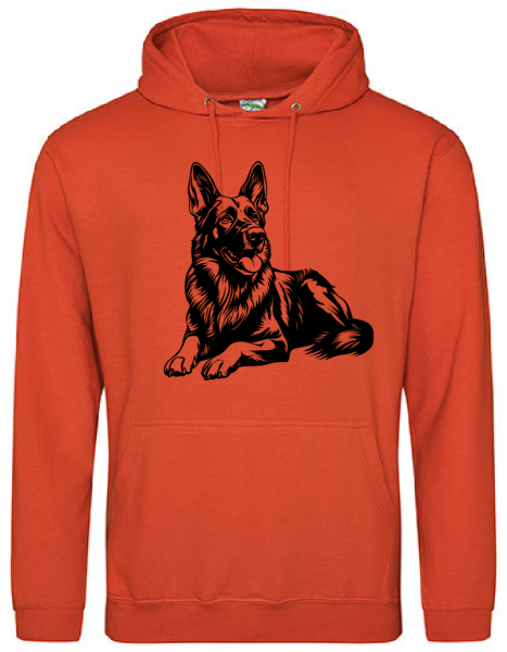 Aufdruck mit liegendem Schäferhund